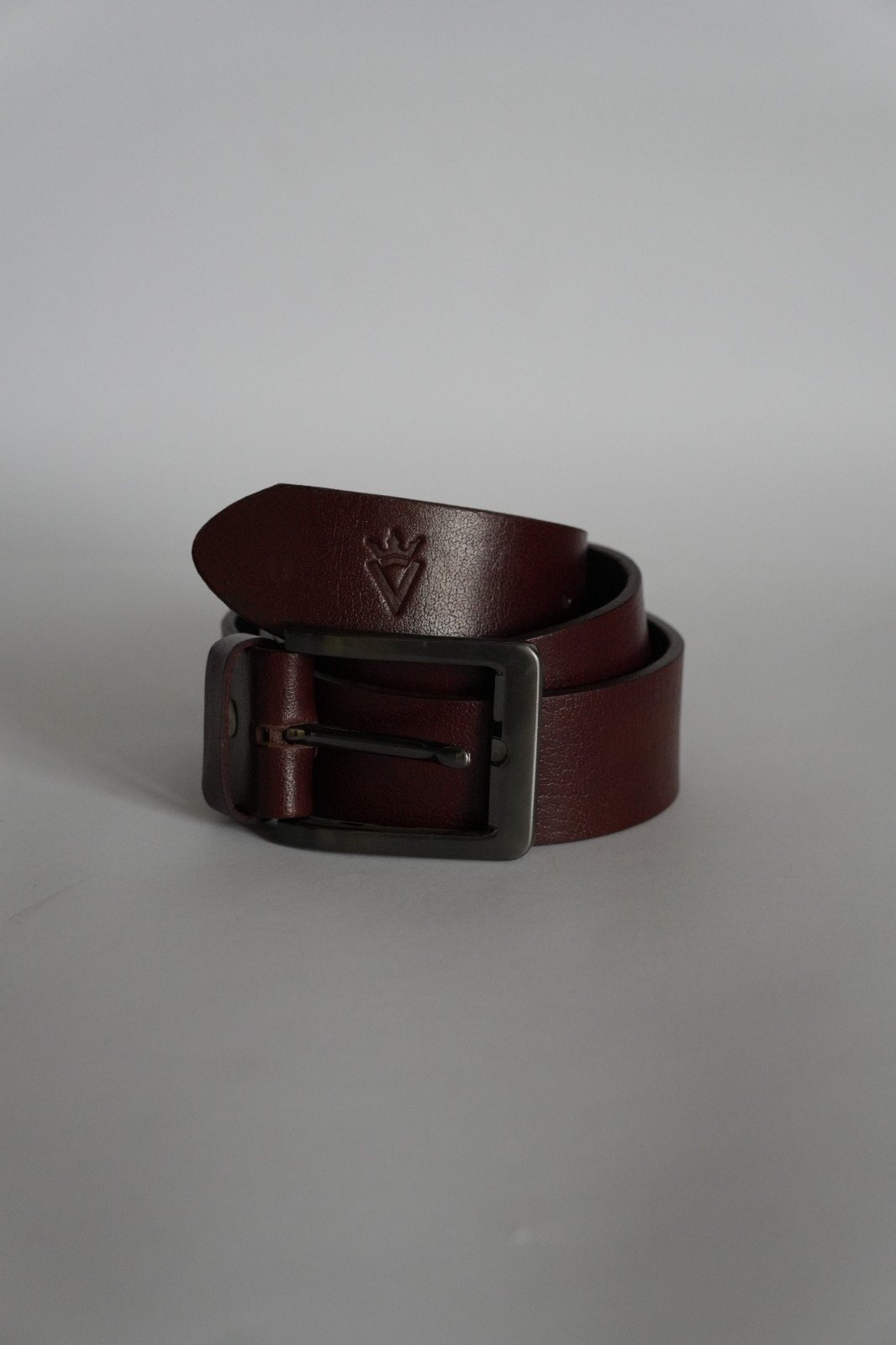 Burgundy Belt, gunmetal buckle, view 3