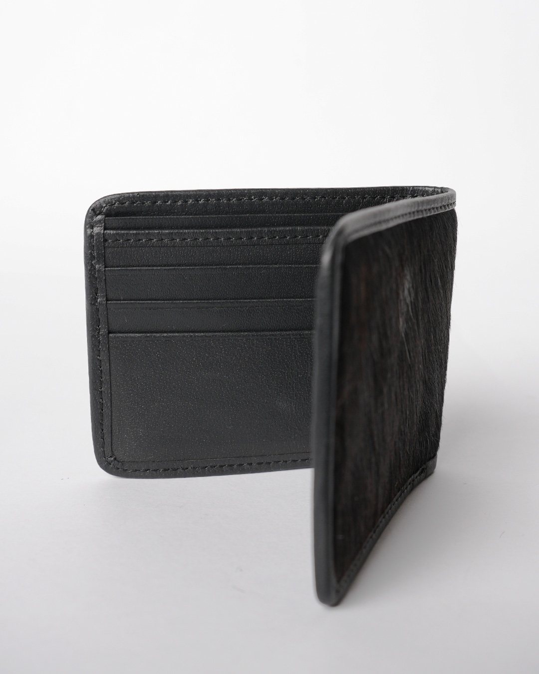 Hair-On Bifold, black hair-on hide, view 3