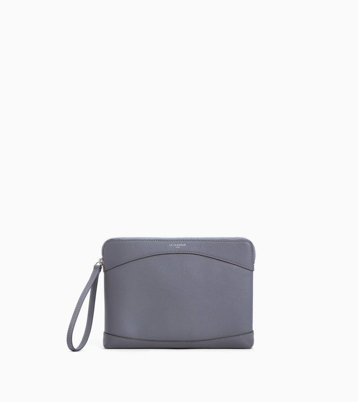 Pochette zippée en cuir grainé