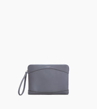 Pochette zippée en cuir grainé