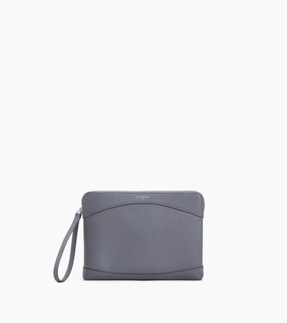 Pochette zippée en cuir grainé