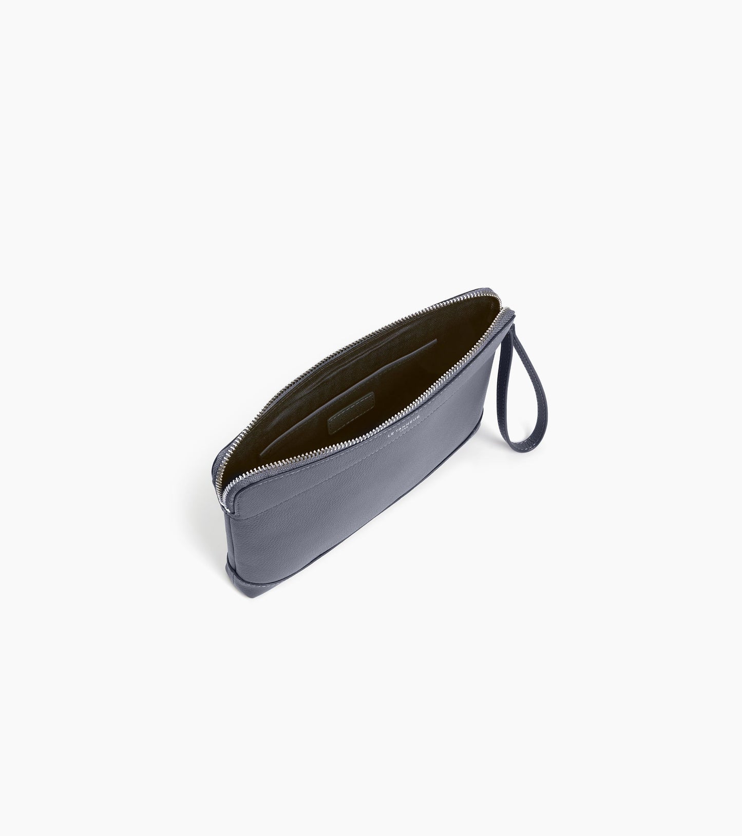 Pochette zippée en cuir grainé