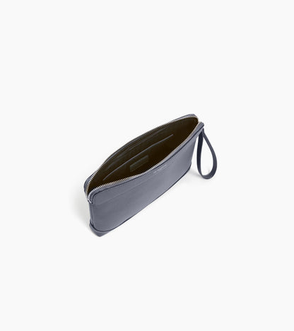 Pochette zippée en cuir grainé