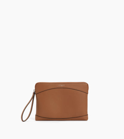 Pochette zippée en cuir grainé