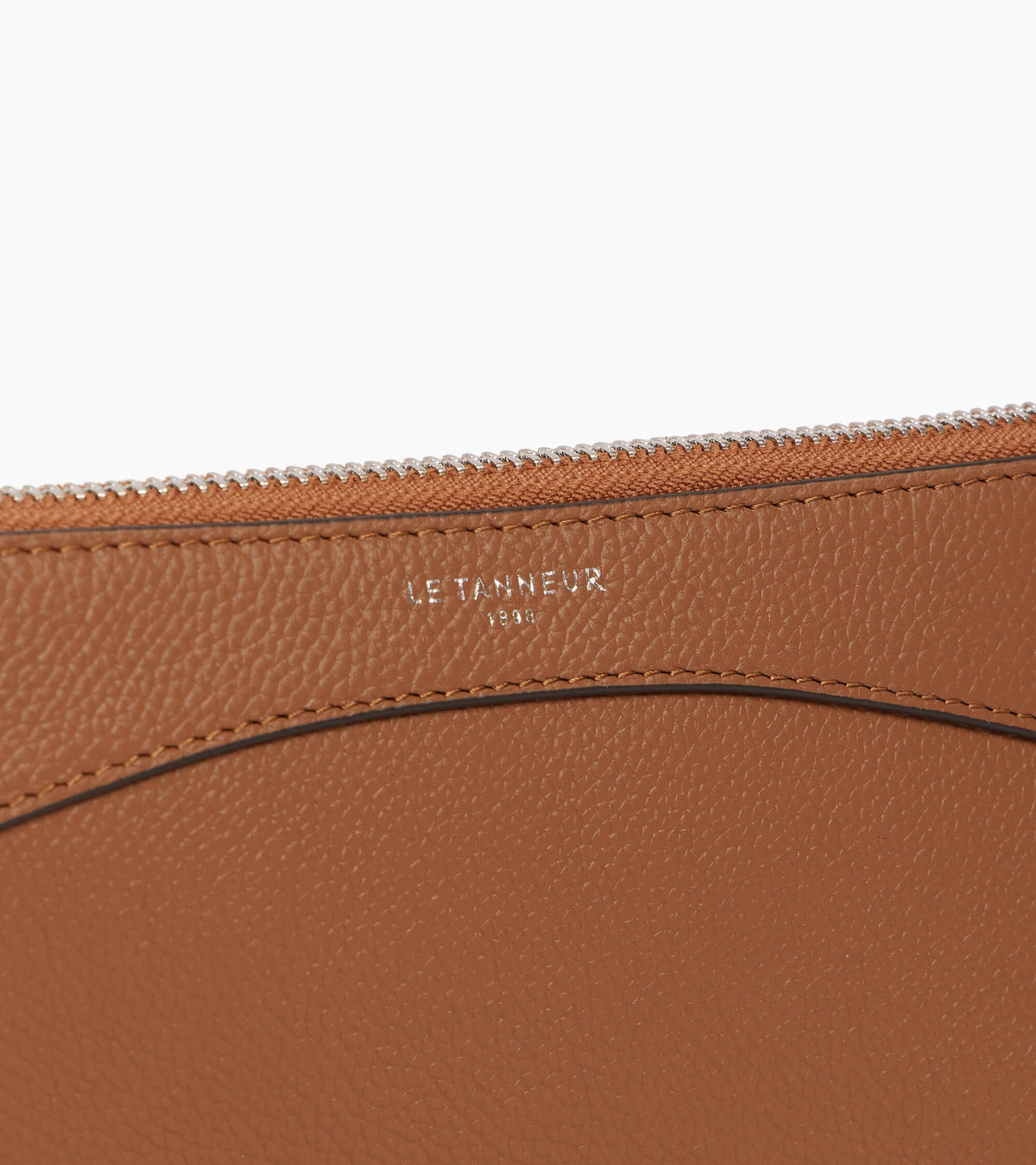 Pochette zippée en cuir grainé