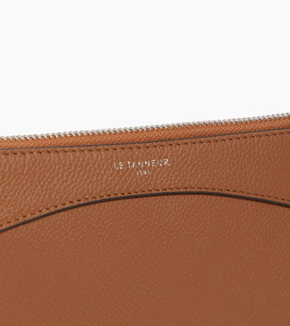 Pochette zippée en cuir grainé