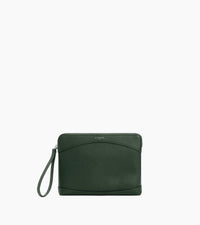 Pochette zippée en cuir grainé