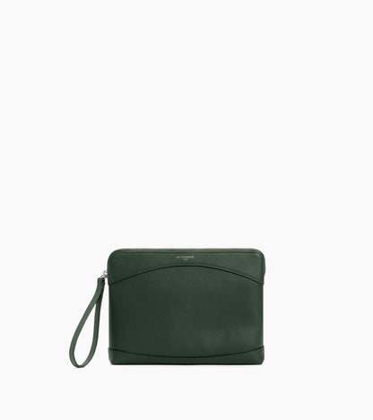 Pochette zippée en cuir grainé