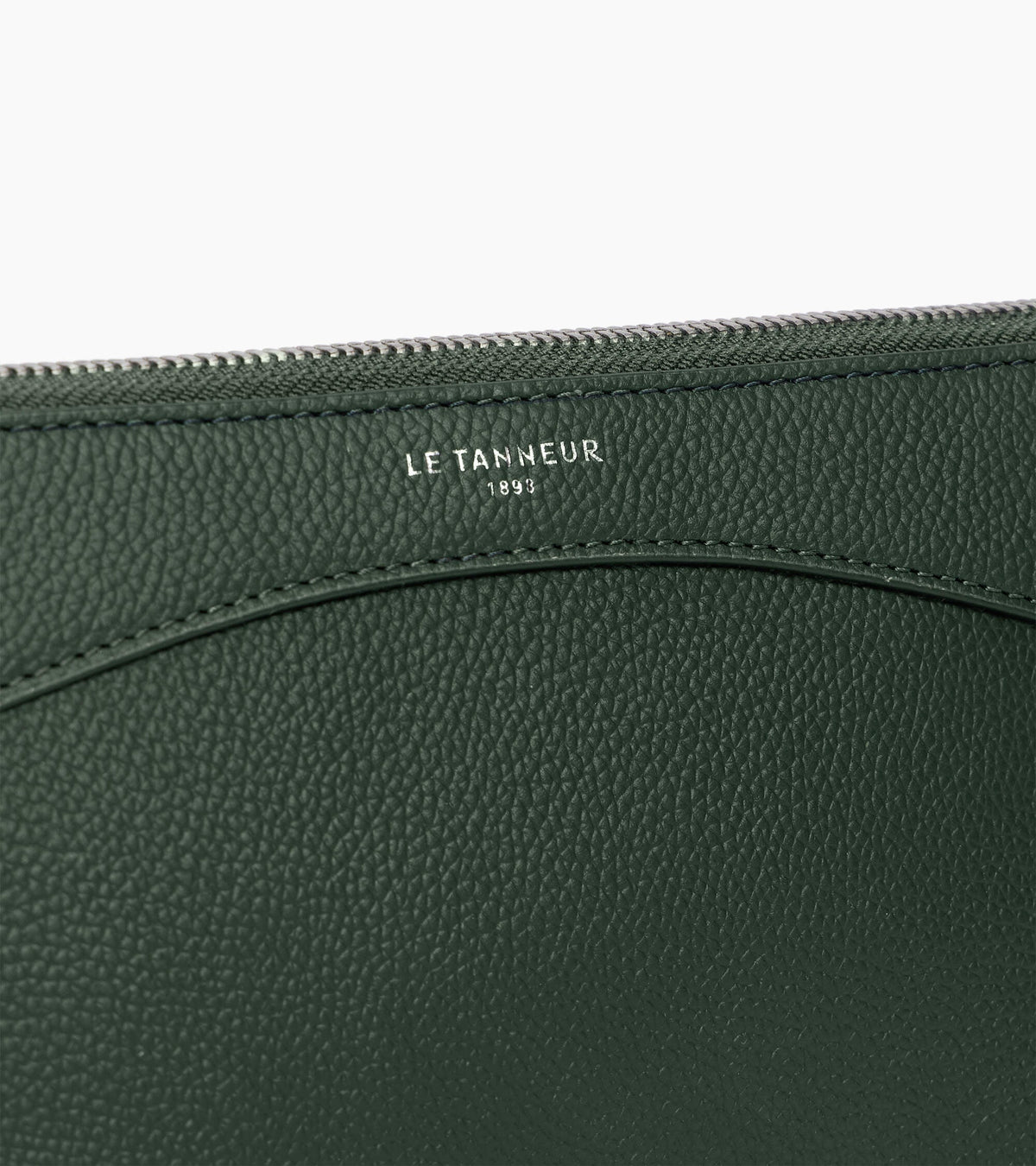 Pochette zippée en cuir grainé