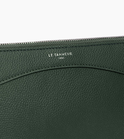 Pochette zippée en cuir grainé