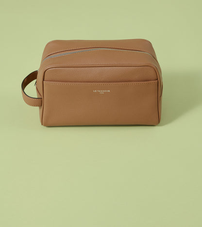 Trousse de toilette en cuir grainé