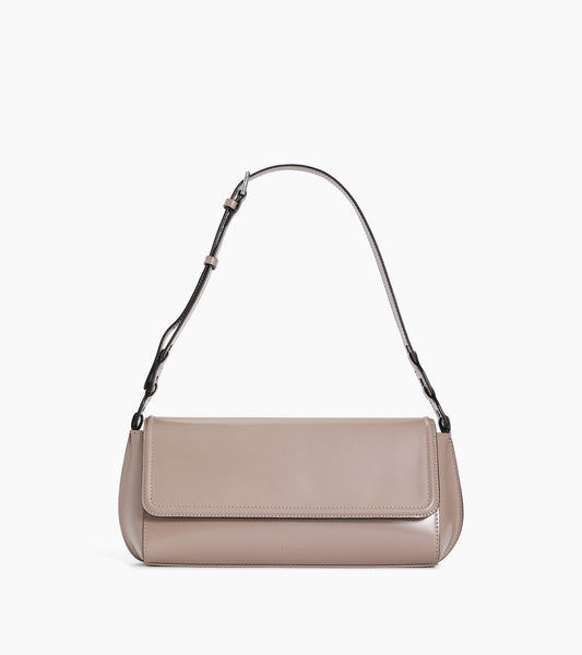 Sac porté épaule moyen modèle Solaise en cuir lisse effet box