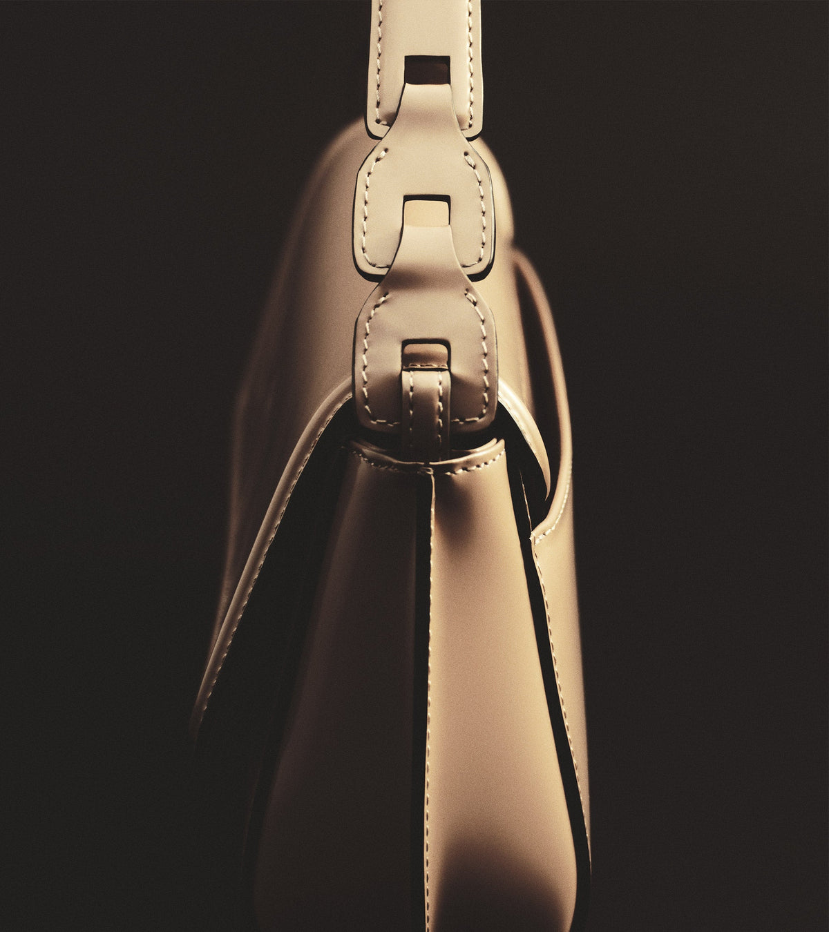 Sac porté épaule moyen modèle Solaise en cuir lisse effet box