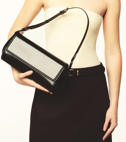 Sac porté épaule moyen modèle Solaise en cuir lisse effet box