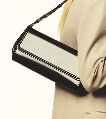 Sac porté épaule moyen modèle Solaise en cuir lisse effet box