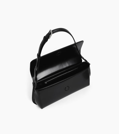 Sac porté épaule moyen modèle Solaise en cuir lisse effet box
