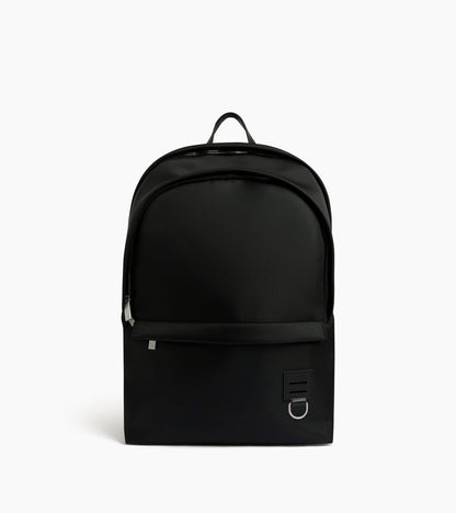 Sac à dos zippé Basile en toile nylon et cuir lisse