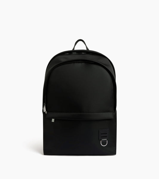 Sac à dos zippé Basile en toile nylon et cuir lisse