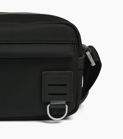 Petit sac bandoulière Basile en toile nylon et cuir lisse