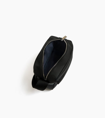 Petit sac bandoulière Basile en toile nylon et cuir lisse