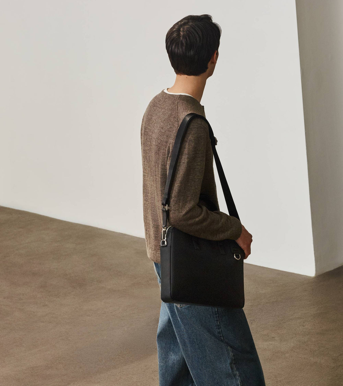 Porte documents 15" Basile en toile nylon et cuir lisse