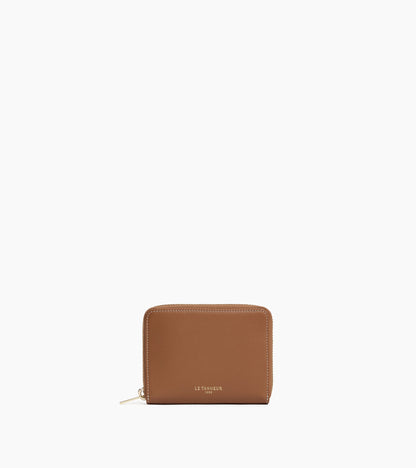 Porte monnaie zippé avec porte cartes amovible Albertine en cuir lisse