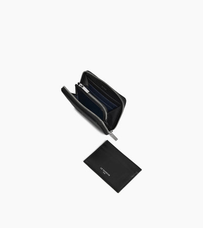 Porte monnaie zippé avec porte cartes amovible Albertine en cuir lisse