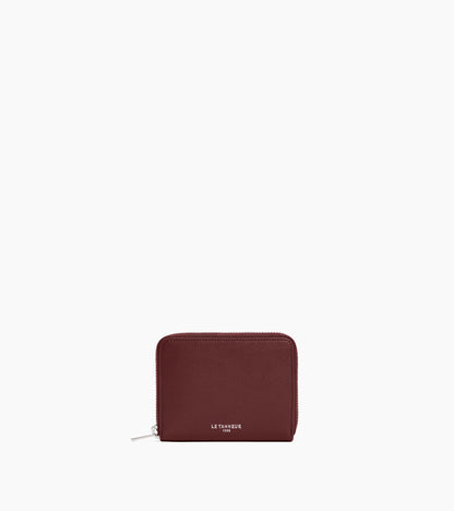 Porte monnaie zippé avec porte cartes amovible Albertine en cuir lisse
