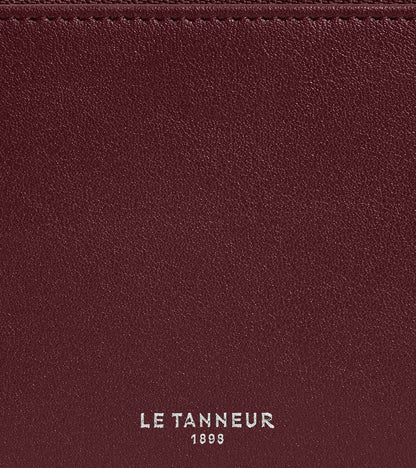 Porte monnaie zippé avec porte cartes amovible Albertine en cuir lisse