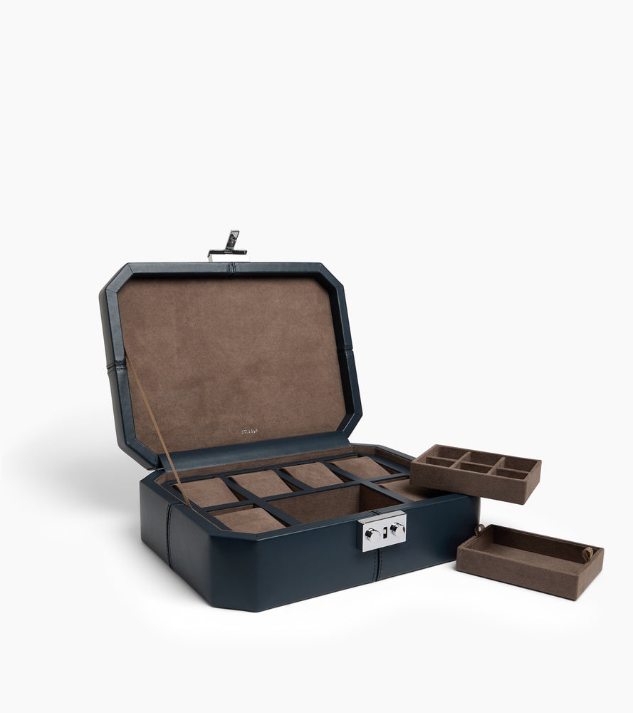 Coffret 6 montres et boutons de manchettes en cuir