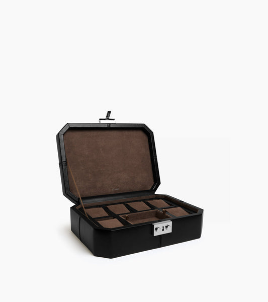 Coffret 6 montres et boutons de manchettes en cuir