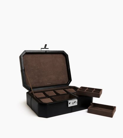Coffret 6 montres et boutons de manchettes en cuir