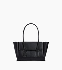 Sac cabas moyen modèle à rabat Elena en cuir grainé