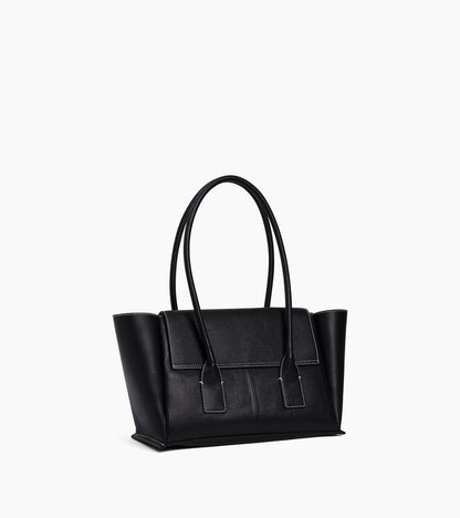Sac cabas moyen modèle à rabat Elena en cuir grainé