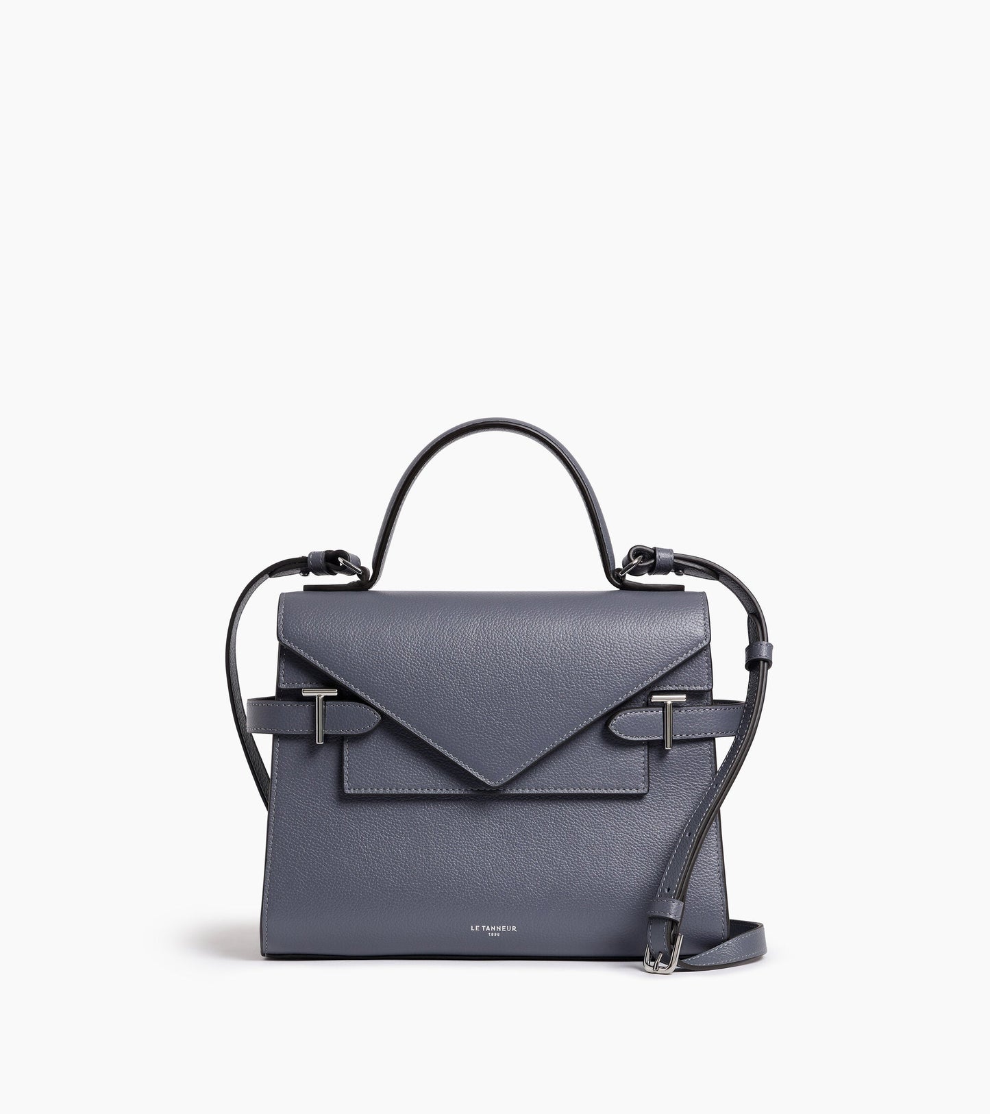 Sac à main double rabat moyen modèle Emilie en cuir grainé