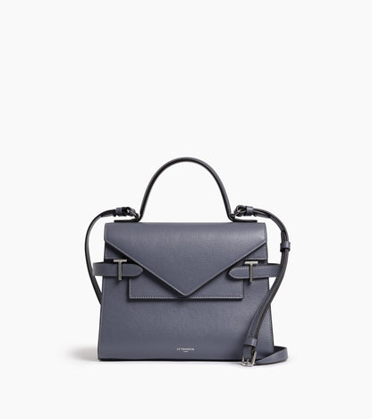 Sac à main double rabat moyen modèle Emilie en cuir grainé