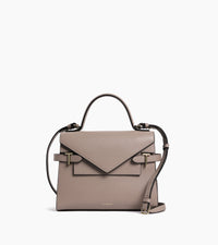 Sac à main double rabat moyen modèle Emilie en cuir grainé