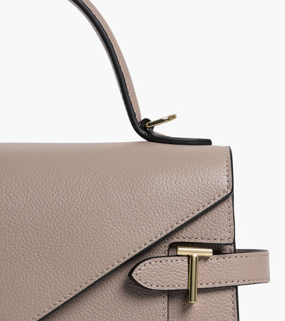 Sac à main double rabat moyen modèle Emilie en cuir grainé