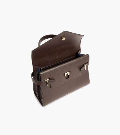 Sac à main double rabat moyen modèle Emilie en cuir grainé
