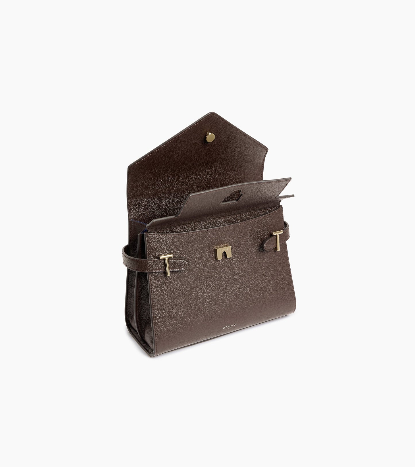 Sac à main double rabat moyen modèle Emilie en cuir grainé