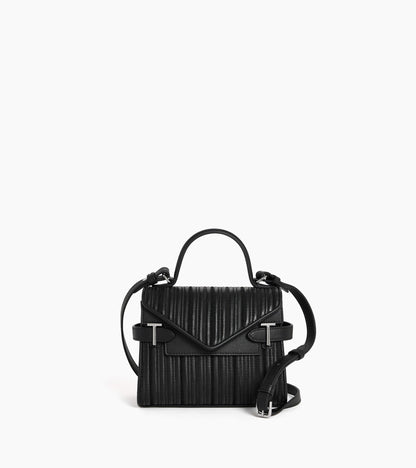 Petit sac à main double rabat Emilie en cuir tressé réemployé