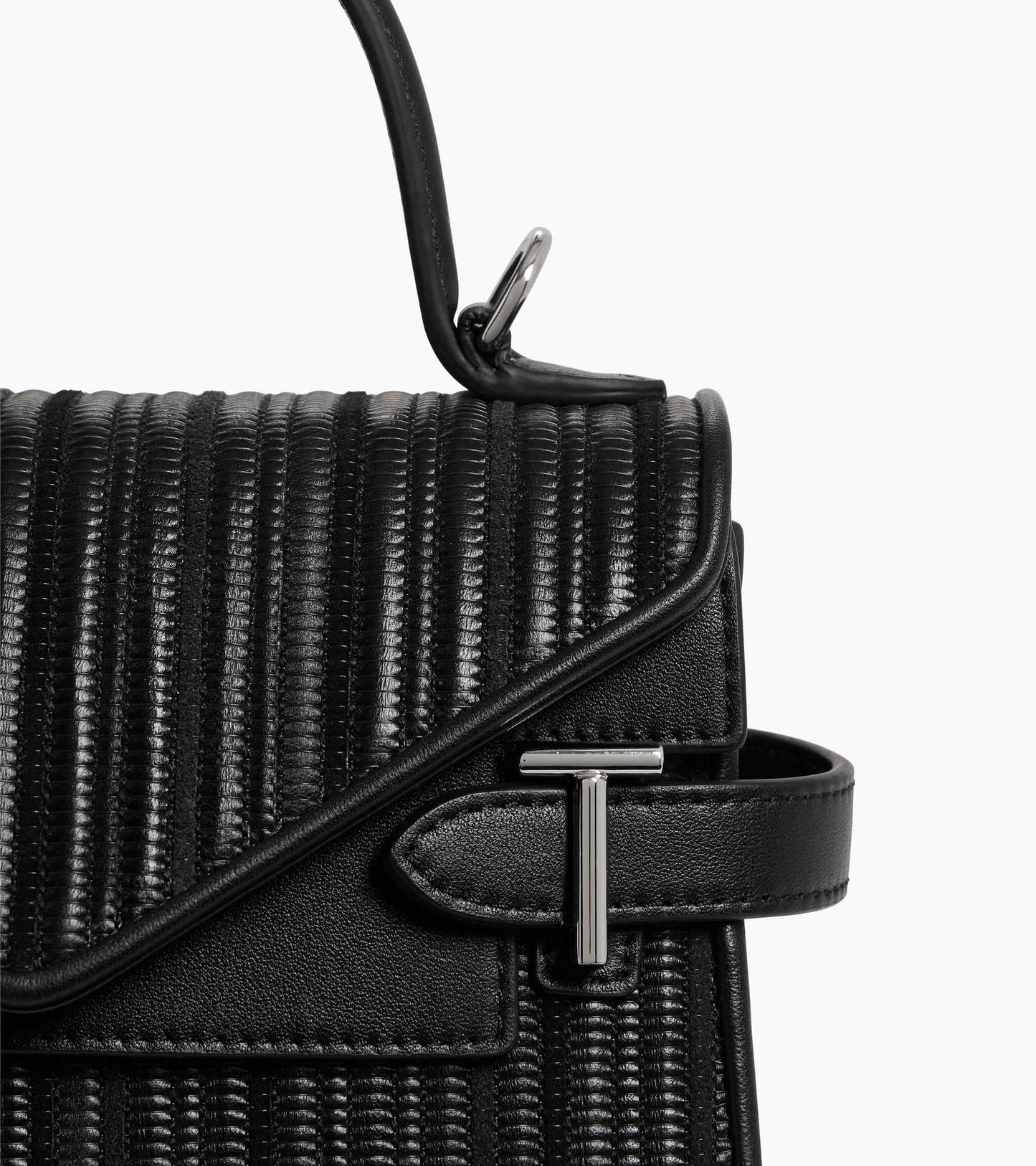 Petit sac à main double rabat Emilie en cuir tressé réemployé