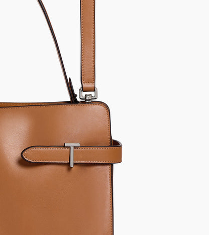 Sac porté épaule grand modèle Emie en cuir lisse et nubuck