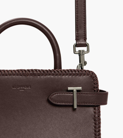 Petit sac à main Emilie en cuir lisse et surpiqûres