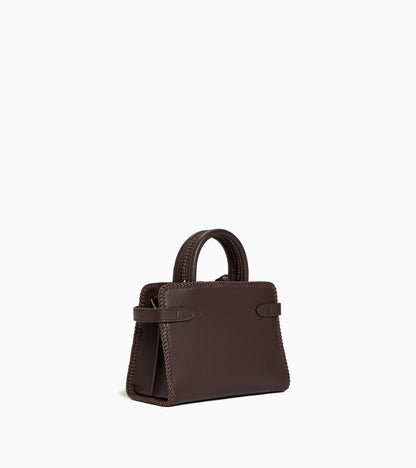 Petit sac à main Emilie en cuir lisse et surpiqûres