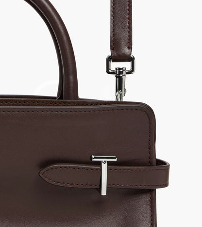 Sac à main moyen modèle Emie en cuir lisse et refente de velours