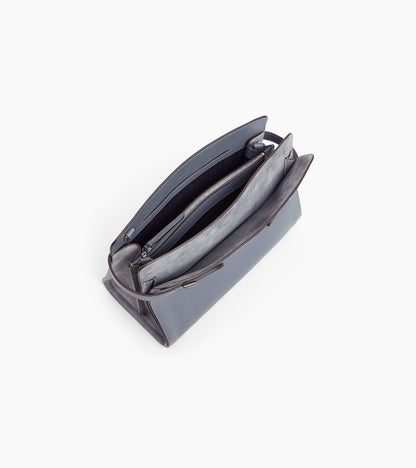 Sac porté épaule grand modèle Emie en cuir lisse et nubuck