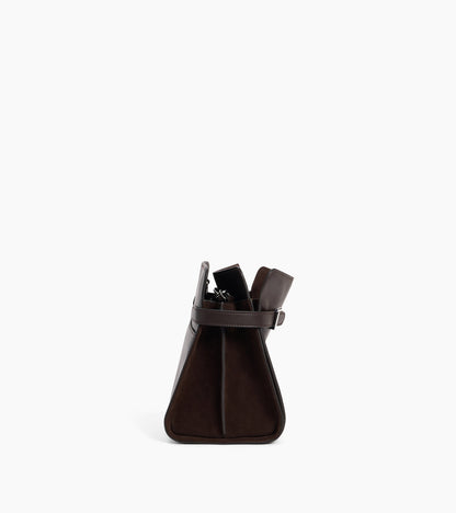 Sac porté épaule grand modèle Emie en cuir lisse et nubuck