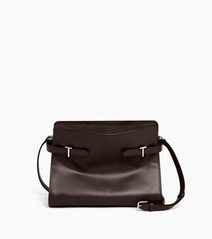 Sac porté épaule grand modèle Emie en cuir lisse et nubuck