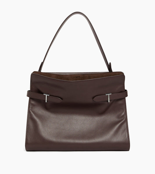 Sac porté épaule modèle maxi Emie en cuir lisse et nubuck